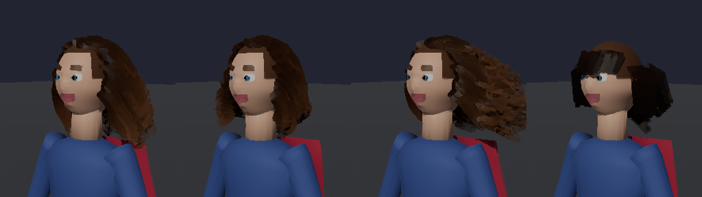 Characters: hair grooms in the wind